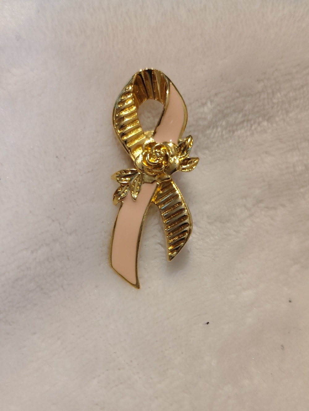 Gold & Pink Ribbon Floral Brooch - Women's Jewelry